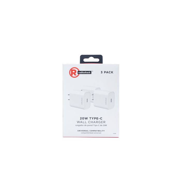 RadioShack Three Pack Type C Wall Charger 20W White 2733358
