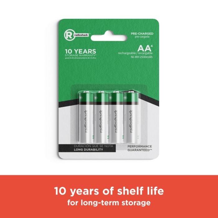 RadioShack AA Rechargeable Batteries 4 Pack 2300760