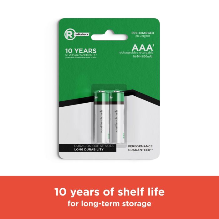 RadioShack AAA Rechargeable batteries 2300747 2Pack