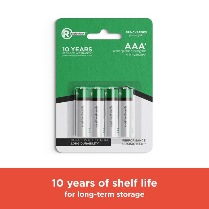 RadioShack AAA Rechargeable Batteries 2300761 4 Pack