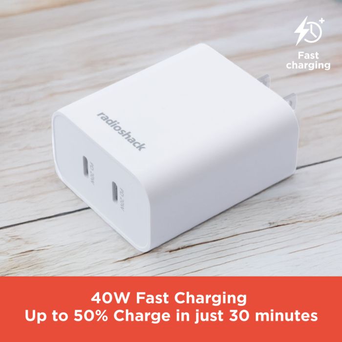 RadioShack Dual Port USB-C Wall Charger 2605164