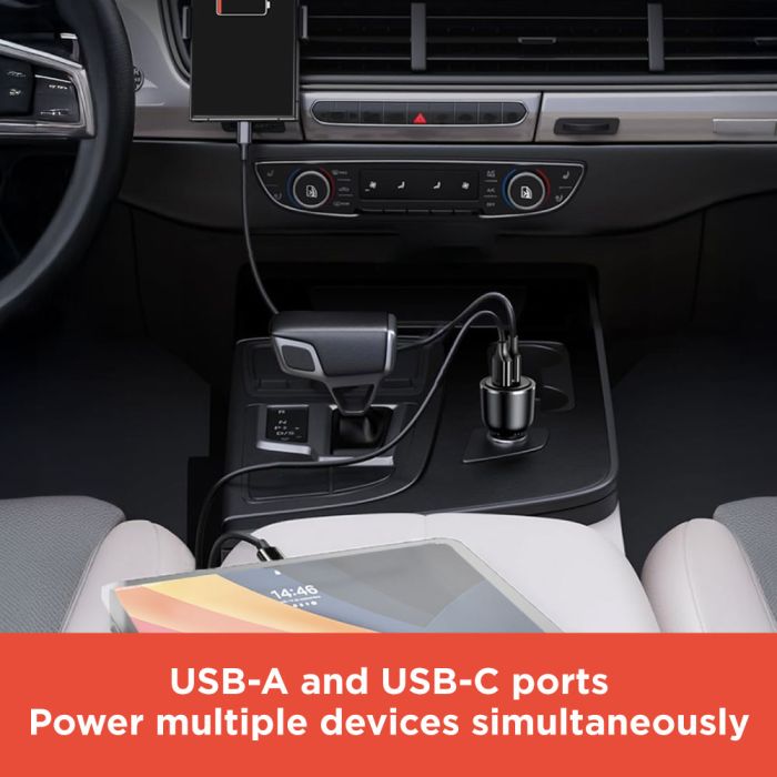 RadioShack Dual Car Charger with 1 USB (QC3.0) & Type-C Port 2733328