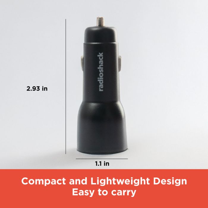RadioShack Dual Car Charger with 1 USB (QC3.0) & Type-C Port 2733328