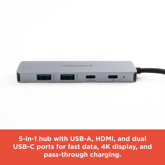 RadioShack 5 Port 2 Type C 2 USB HDMI Type C Adapter 2605172