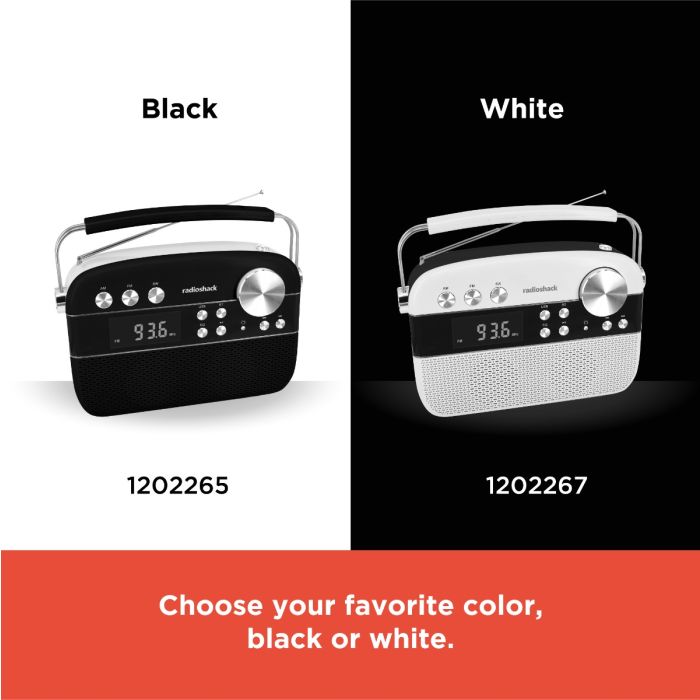 RadioShack AM/FM 2-Band Vintage Radio with Bluetooth Function and USB/TF ports White 1202267
