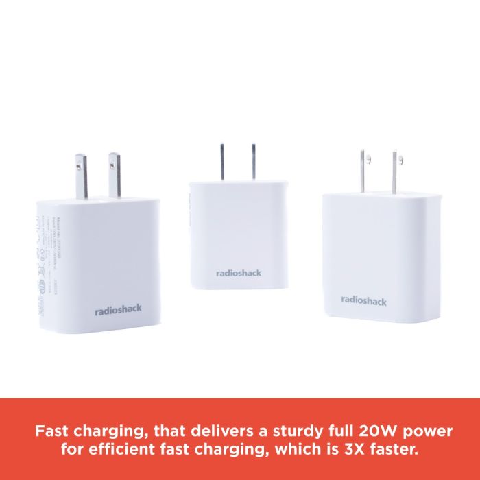 RadioShack Three Pack Type C Wall Charger 20W White 2733358