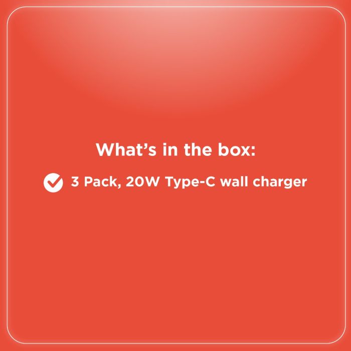 RadioShack Three Pack Type C Wall Charger 20W White 2733358