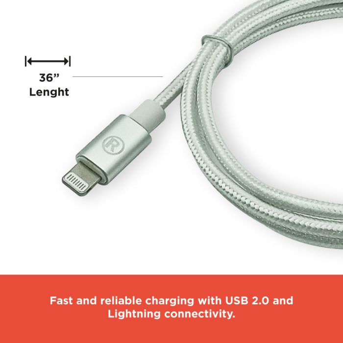 RadioShack Braided cable USB2.0 A Male to Lightning Cable 3 FT 4203244