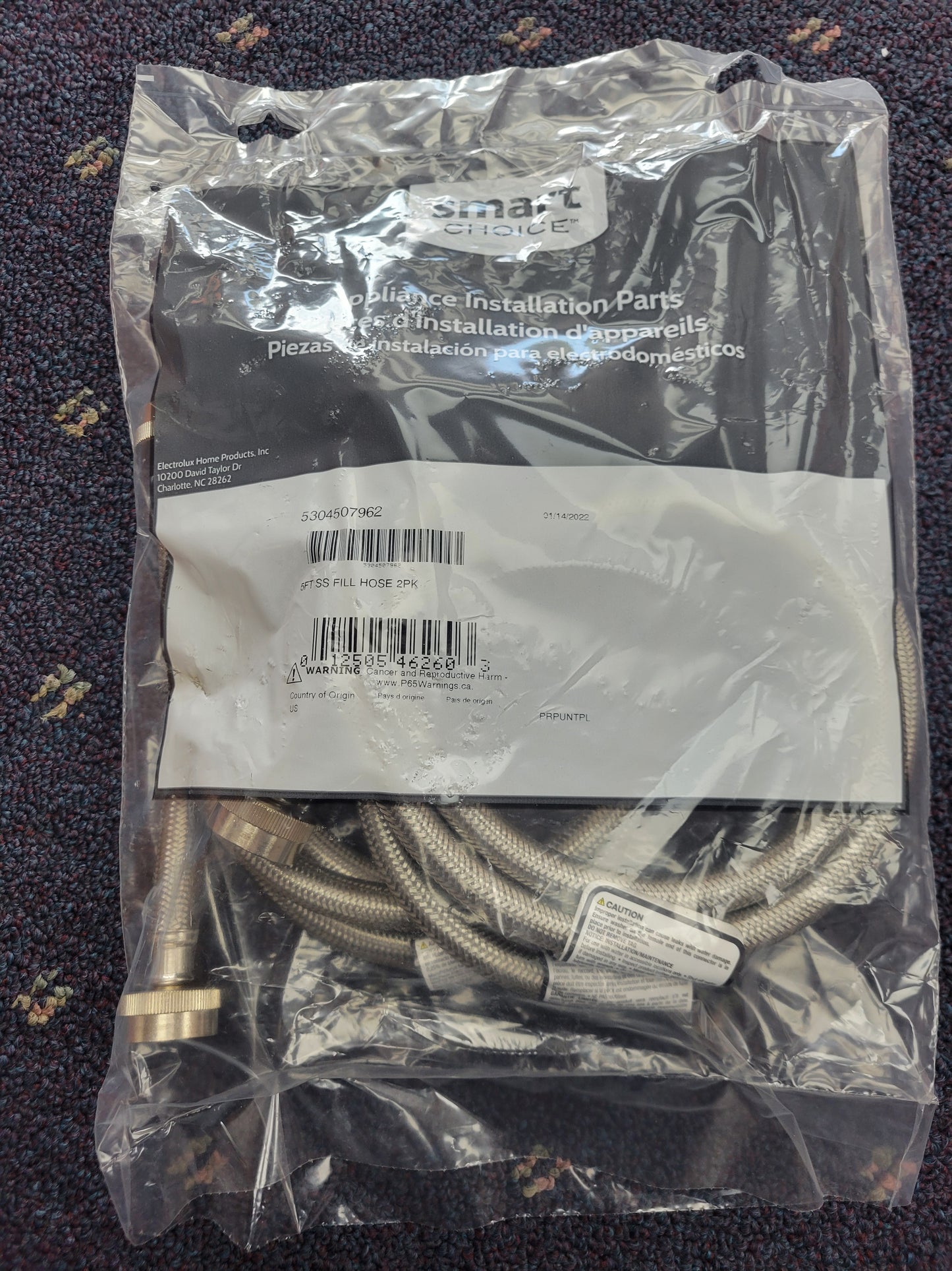 5304507962 Smart Choice  5' Stainless Steel Fill Hose, 2 Pack