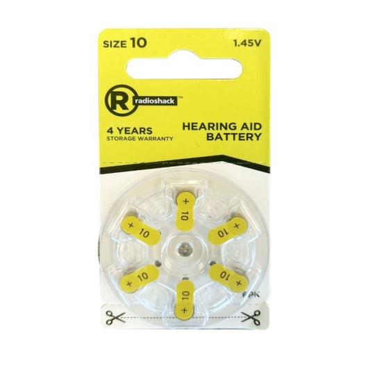RadioShack Hearing Aid Battery, Size 10, 6 Pack, 2302520
