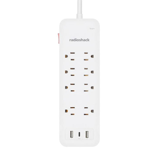 RadioShack 8 Outlet Power Strip + 2 USB ports + 1 USB-C ports with 2450J protection 6100856